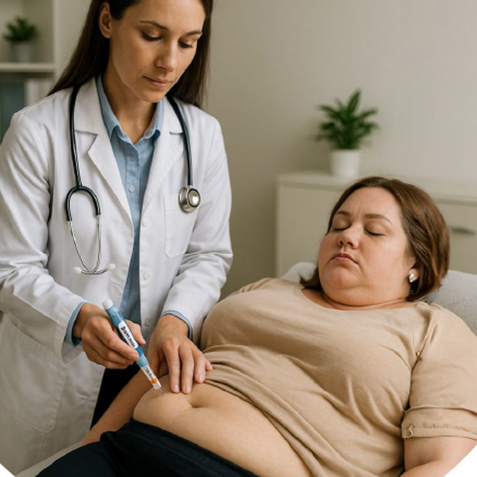 Médica aplicando tratamiento supervisado a una paciente